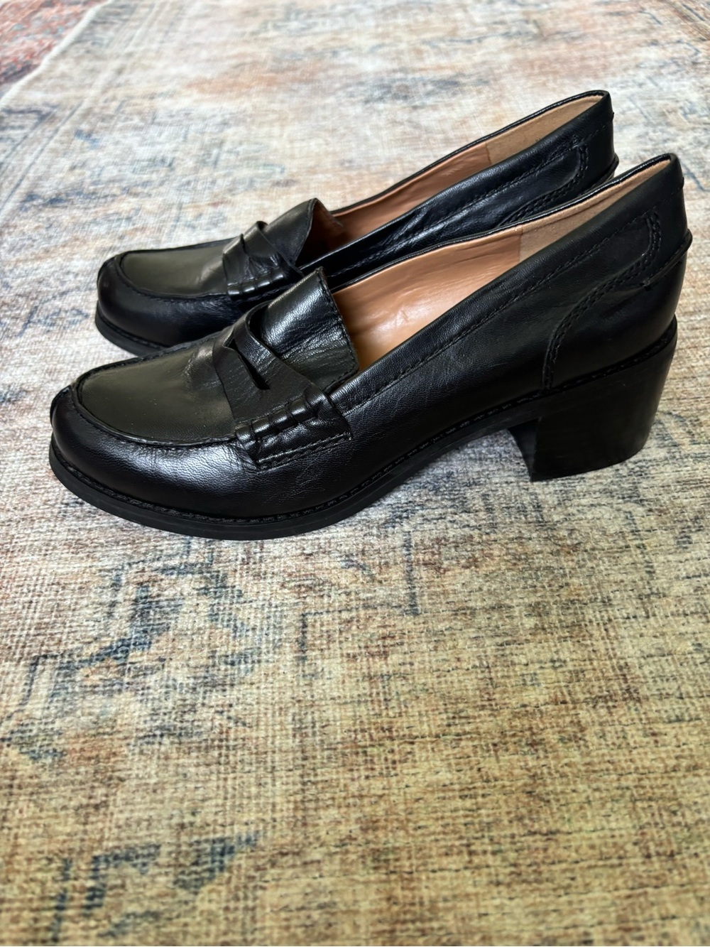 Nine West Black Leather Penny Loafers for Women - Picture 12 of 16